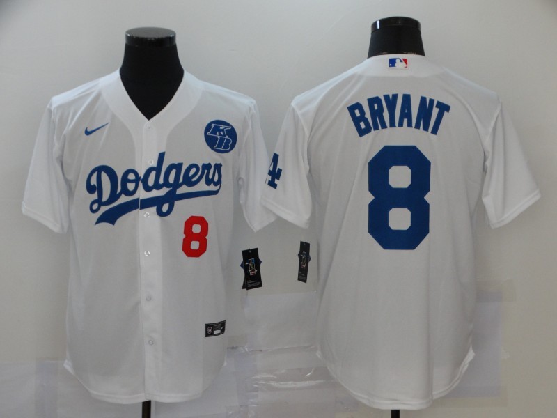 Men's Los Angeles Dodgers Kobe Bryant #8 White Baseball Jersey